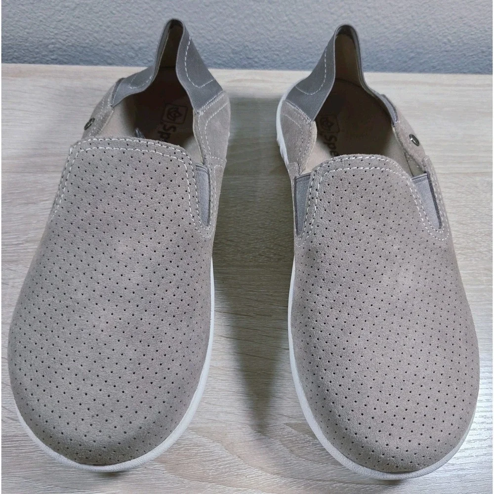 Spenco Siesta Perforated Suede‎ Slip On Orthotic Comfort Walking Shoes Women 9